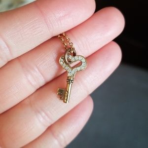 Gold Key Necklace woth Jewels